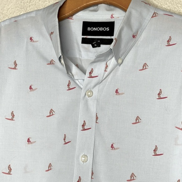 Bonobos Novelty Print Surfers Button Down Shirt Size XL Beach Coastal Summer - Picture 2 of 8